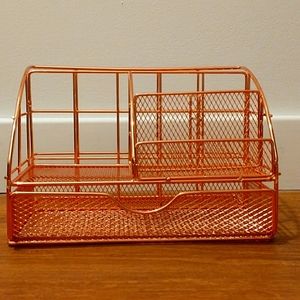 Rose Gold Metal Desktop Organizer